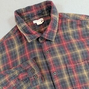 Carbon2Cobalt Flannel Button Up Shirt Mens Large Red Plaid Casual